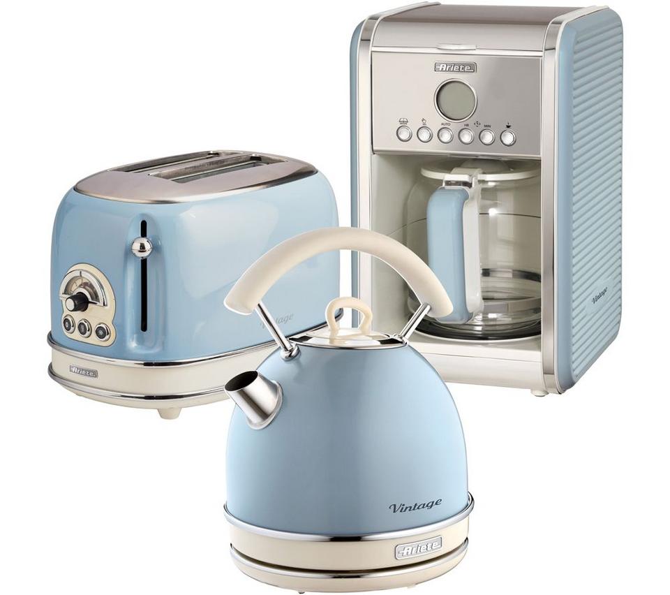 ARIETE Vintage ARPK15 Toaster, Kettle & Coffee Machine Bundle - Blue