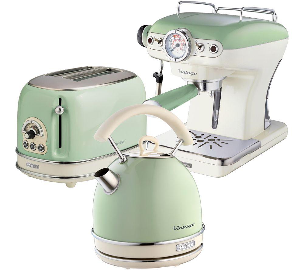 ARIETE Vintage ARPK17 Toaster, Kettle & Coffee Machine Bundle - Green