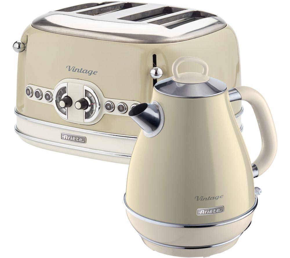 ARIETE Vintage ARPK19 4-Slice Toaster & Jug Kettle Bundle - Beige