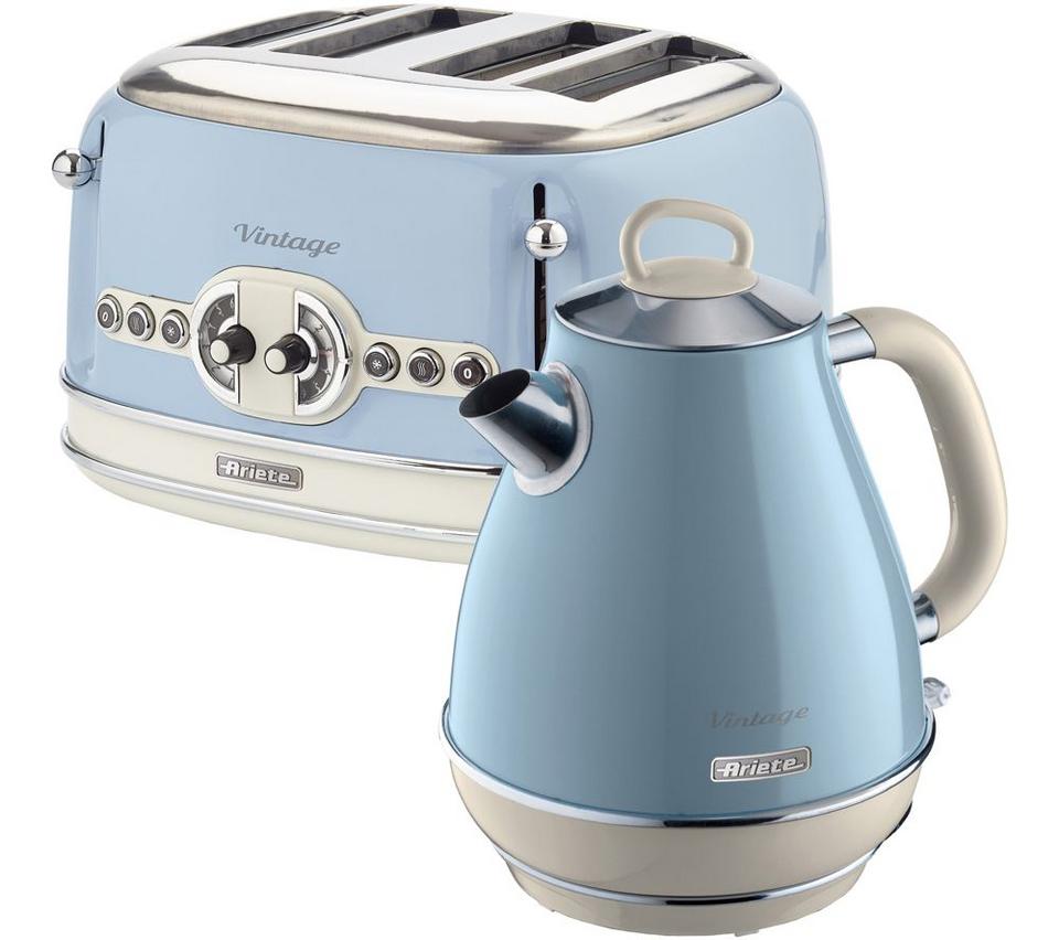 ARIETE Vintage ARPK21 4-Slice Toaster & Jug Kettle Bundle - Blue