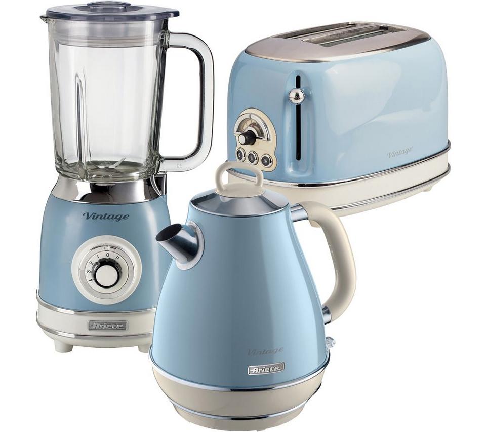ARIETE Vintage ARPK24 2-Slice Toaster, Jug Kettle & Blender Bundle - Blue
