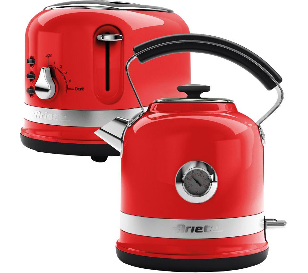 Image of ARIETE Moderna ARPK30 2-Slice Toaster & Traditional Kettle Bundle - Red