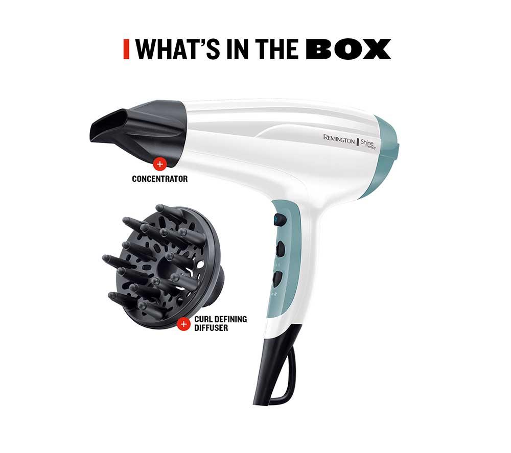 REMINGTON Shine Therapy D5216 Hair Dryer - White & Teal image number 5 of 9