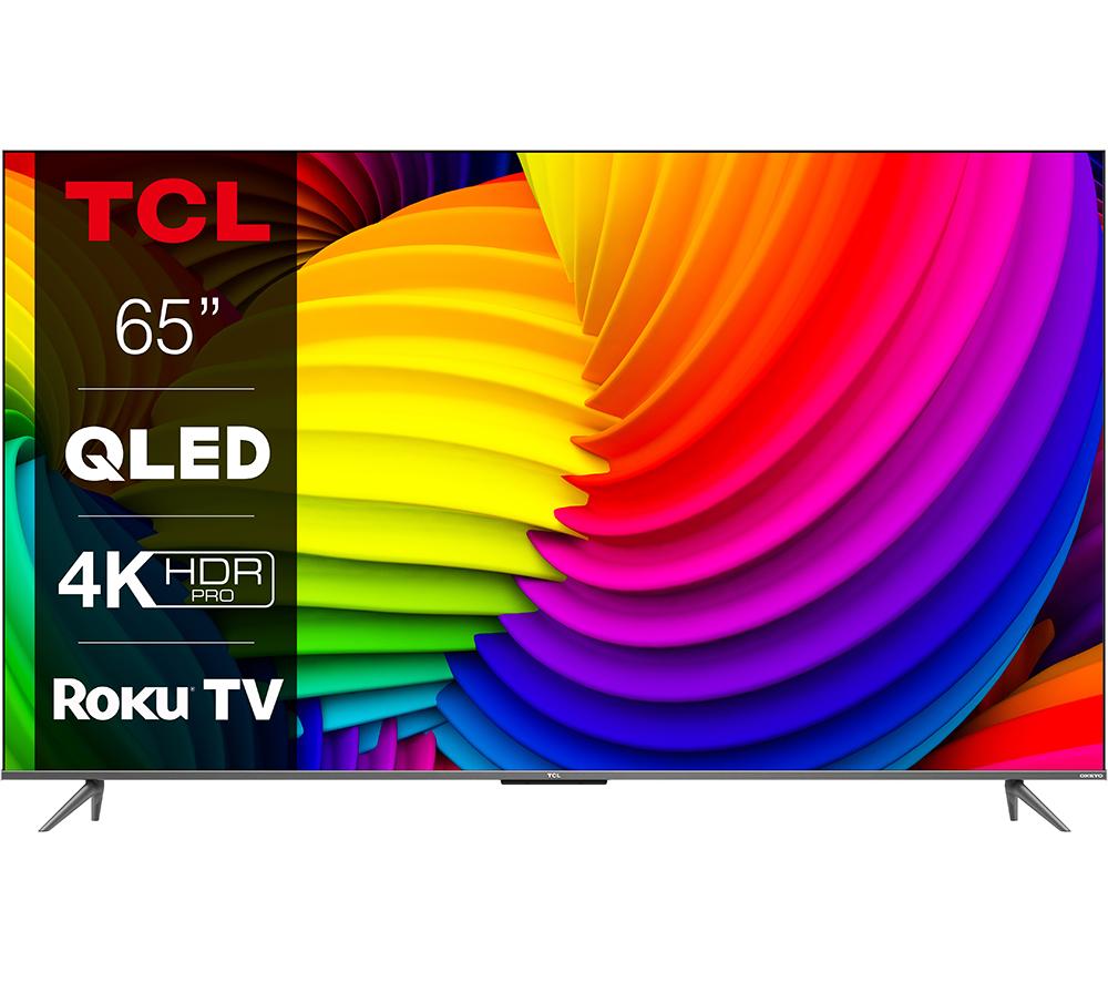 65 TCL 65RC630K Roku TV  Smart 4K Ultra HD HDR QLED TV, Silver/Grey