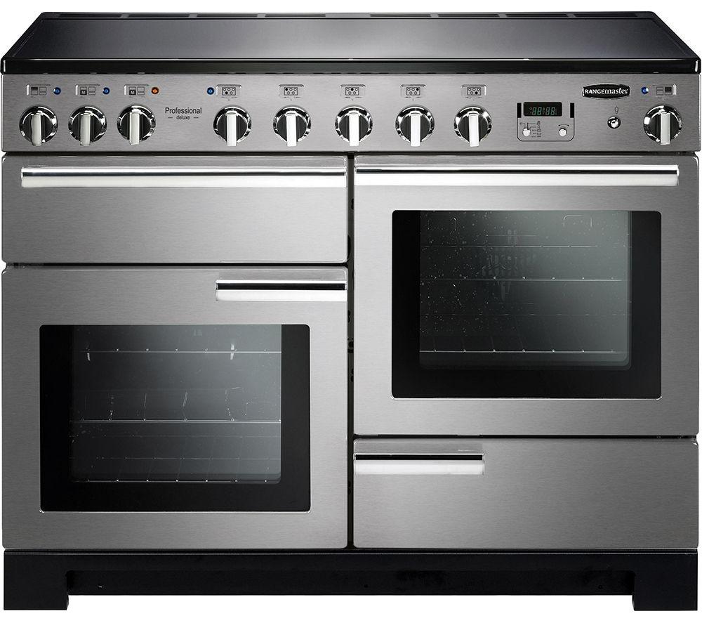 RANGEMASTER Professional Deluxe 110 cm Electric Induction Range Cooker - Stainless Steel & Chrome