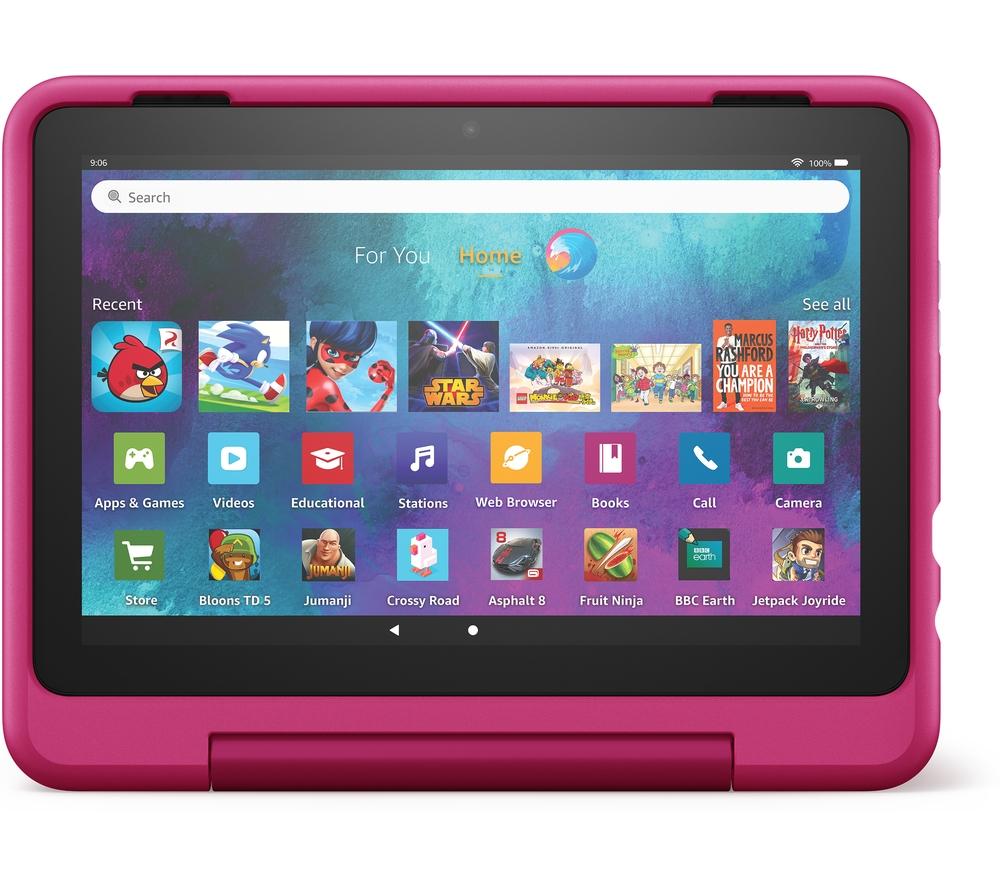 AMAZON Fire HD Pro 8 Kids Tablet (2022) - 32 GB, Purple, Patterned,Pink