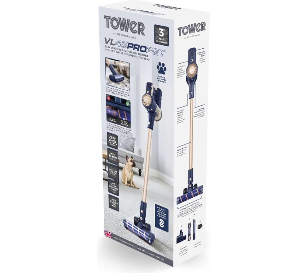 TOWER Pro Pet 3-in-1 VL45 Cordless Vacuum Cleaner - Blue & Gold image number 10 of 17