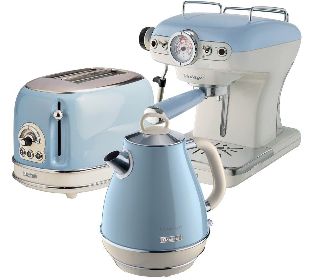 ARIETE Vintage ARPK6 Coffee Machine, Toaster & Kettle Bundle - Blue, Blue