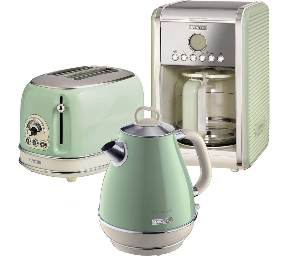 Image of ARIETE Vintage ARPK8 Coffee Machine, Toaster & Kettle Bundle - Green, Green