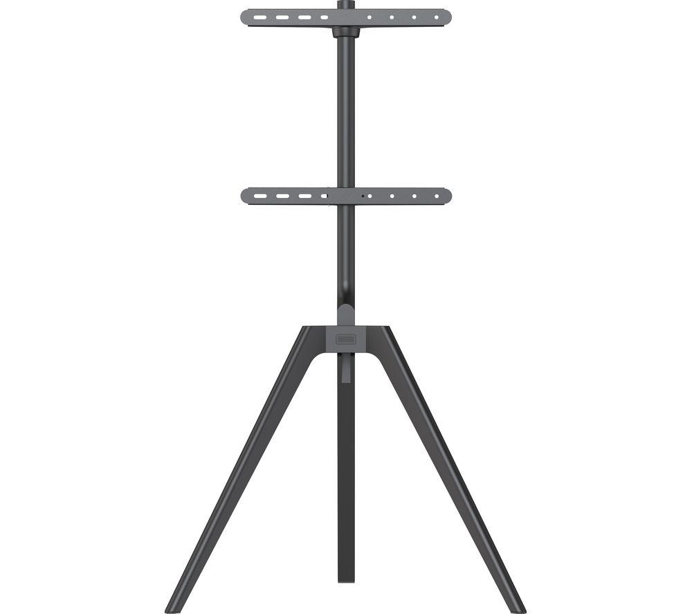 Image of TTAP Tripod-Black TV Stand with Bracket - Black Wood, Black