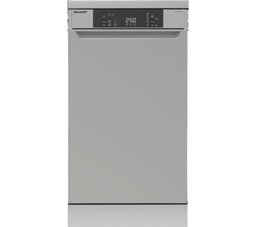 Image of SHARP QW-NS1CF49ES-EN Slimline Dishwasher - Silver, Silver/Grey