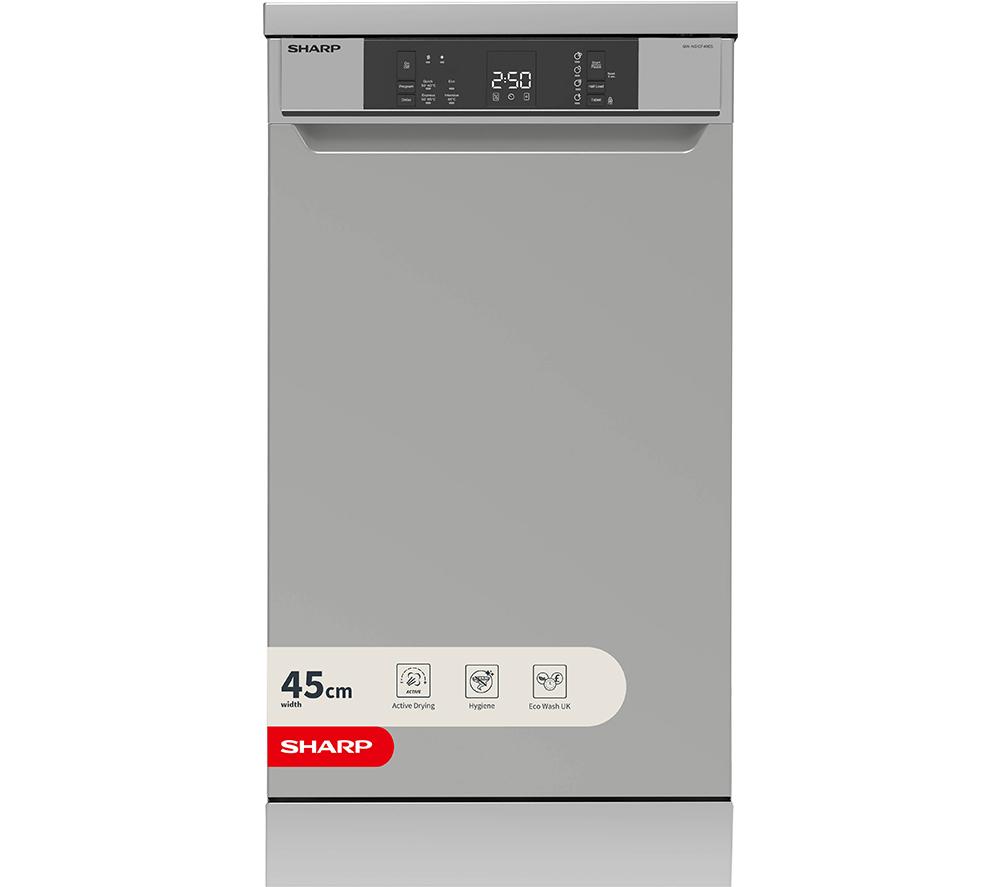 Image of SHARP QW-NS1CF49ES-EN Slimline Dishwasher - Silver, Silver/Grey