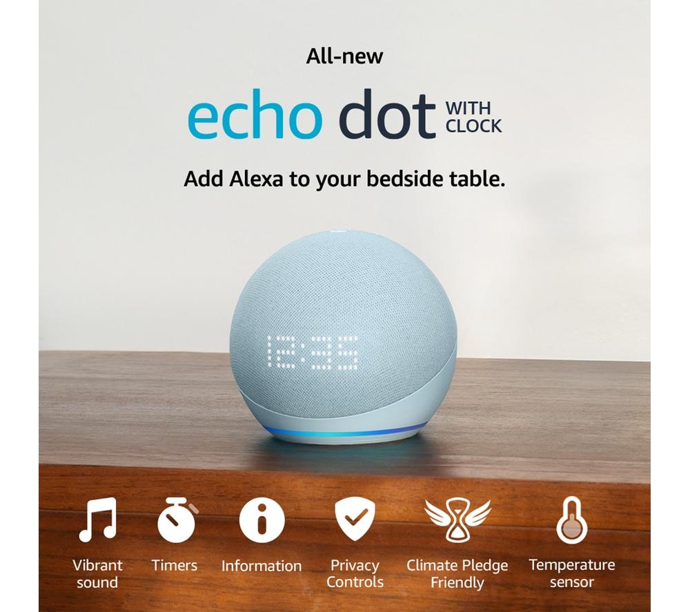 Echo Dot (5th Gen) Smart Speaker with Clock & Alexa - Cloud Blue