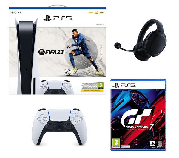 Buy SONY PlayStation 5 with Additional White Controller, Wireless Headset, FIFA 23 & Gran Turismo 7 Bundle | Currys