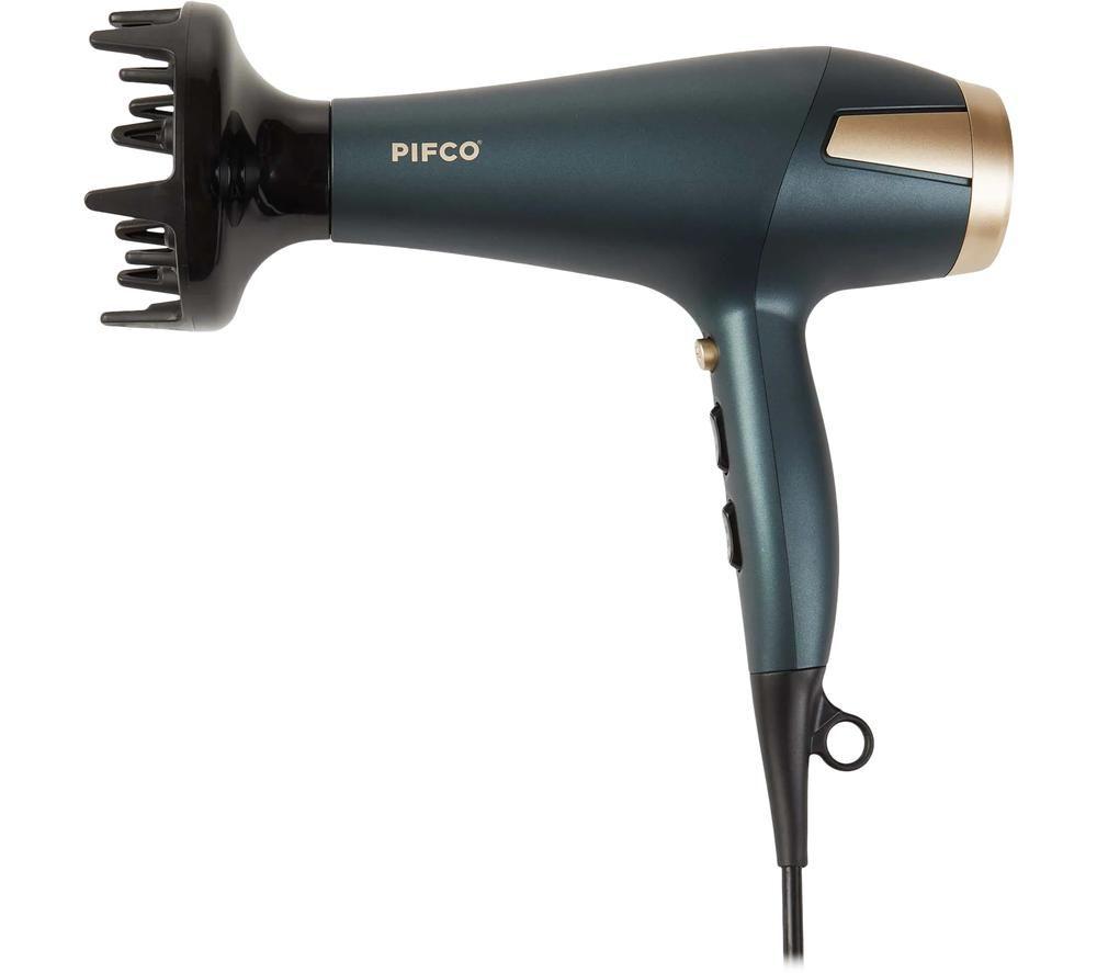 PIFCO Smooth Dry & Curl 204530 Hair Dryer - Blue & Gold, Blue,Gold