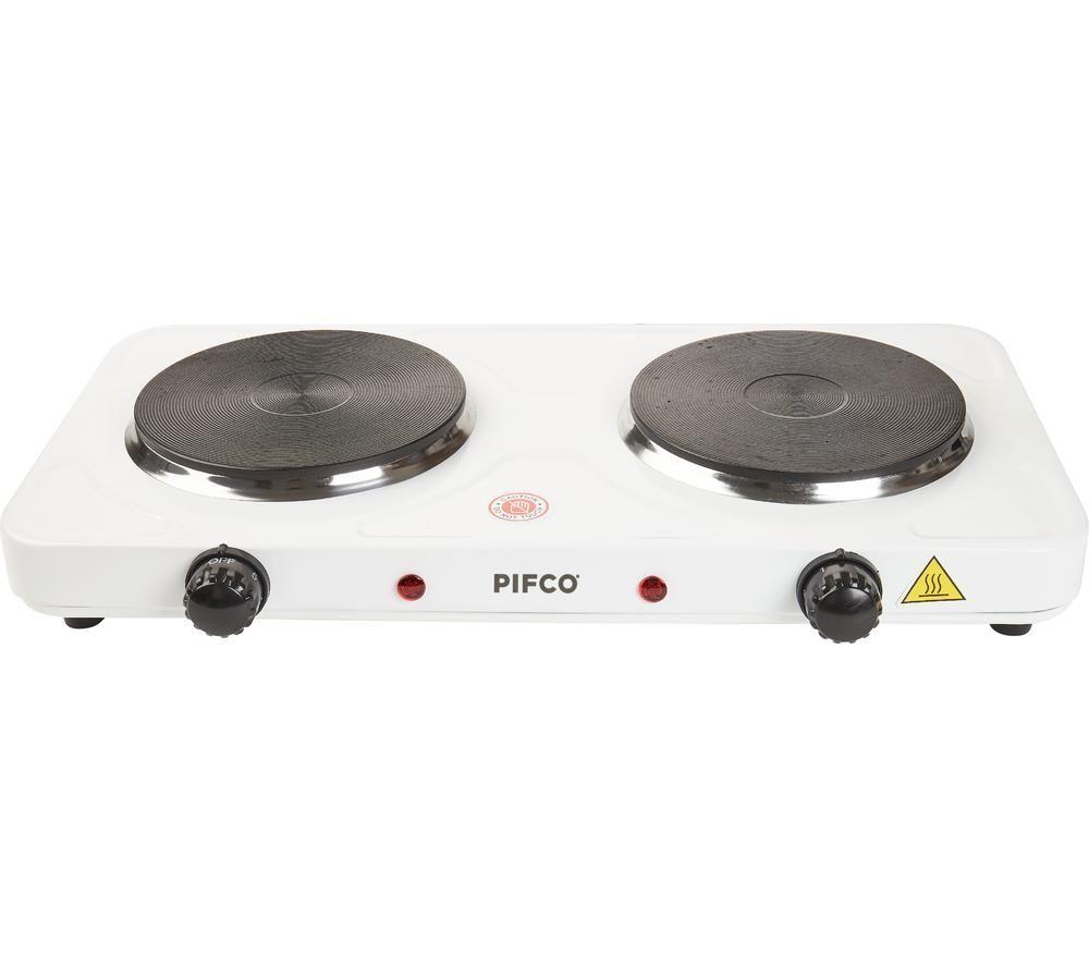Pifco 204776 Double Electric Hot Plate - White, White