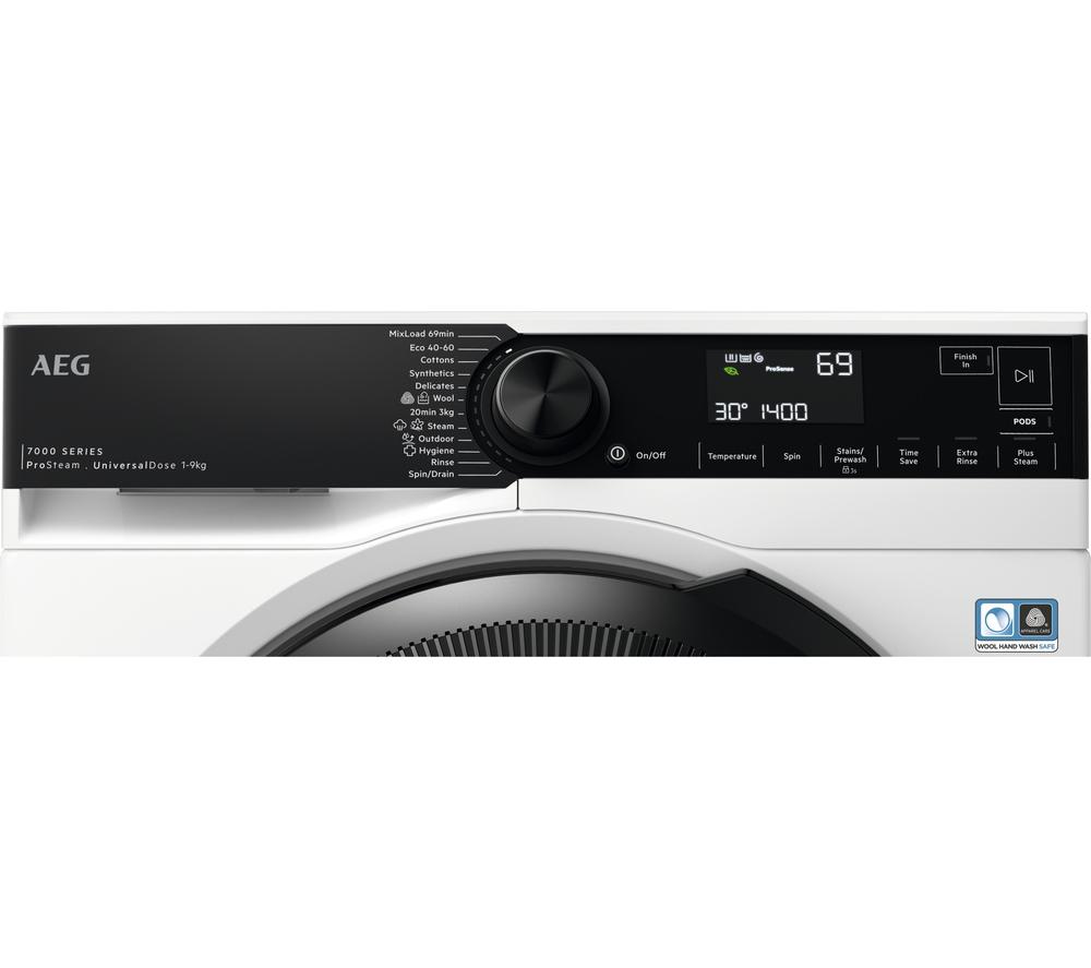AEG ProSteam LFR74944UD 9 kg 1400 rpm Washing Machine - White & Black image number 2 of 11