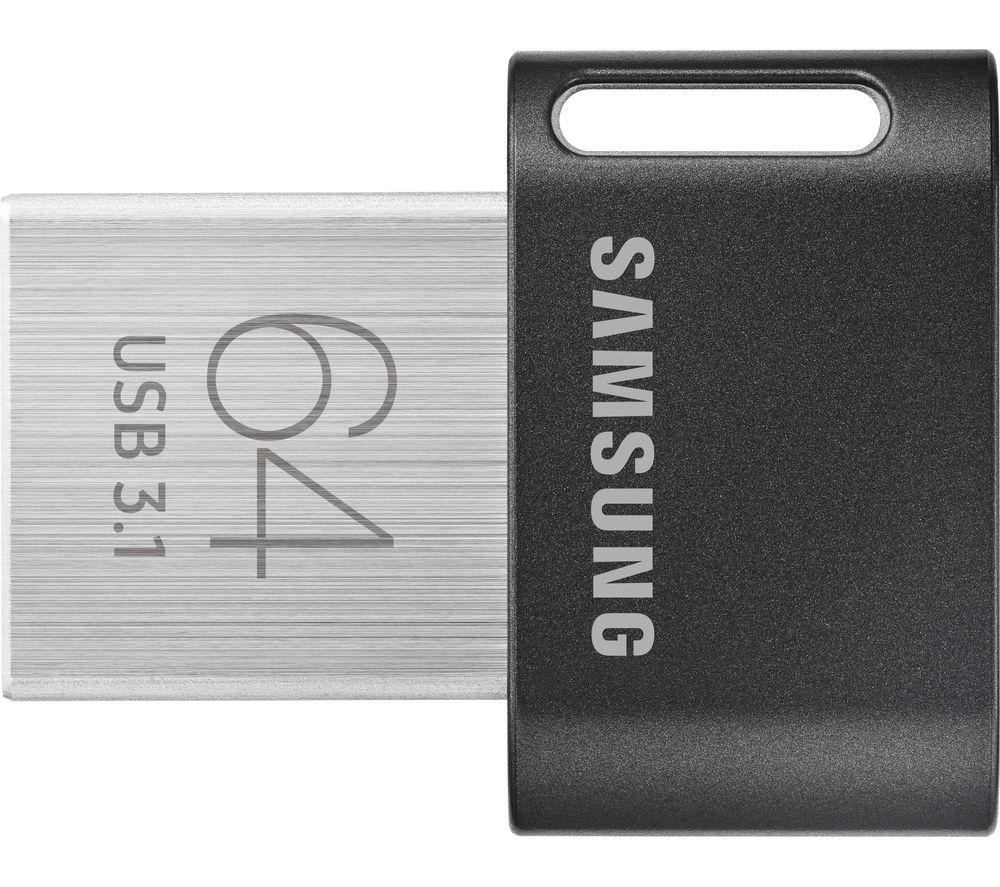 SAMSUNG FIT Plus USB 3.1 Memory Stick - 64 GB, Silver, Silver/Grey