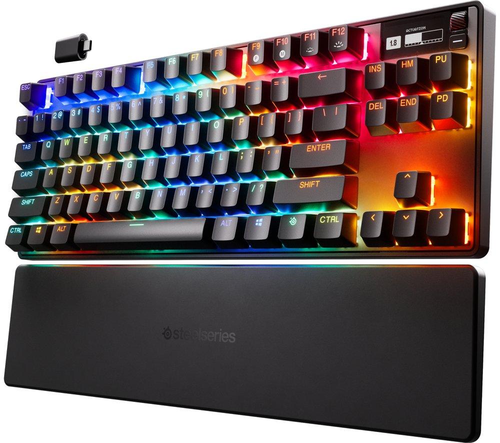 SteelSeries Apex Pro TKL Wireless (2023)- Wireless Mechanical Gaming Keyboard & QcK XXL Cloth Gaming Mouse Pad - Extra Thick Non-Slip Base - Micro-Woven Surface - Black