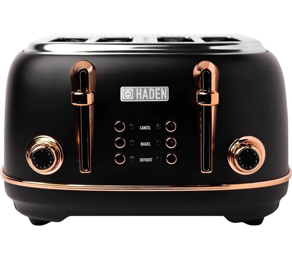 Haden Heritage 205377 4-Slice Toaster - Black & Copper, Black