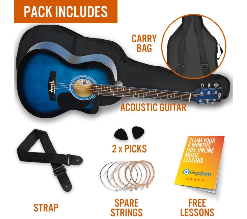3RD AVENUE Full Size 4/4 Cutaway Acoustic Guitar Bundle - Blueburst image number 3 of 6