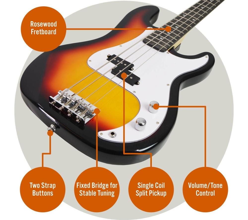 3RD AVENUE Full Size 4/4 Electric Bass Guitar Bundle - Sunburst image number 4 of 6