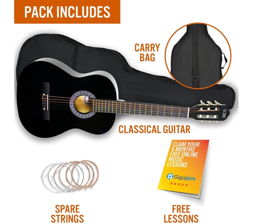 3RD AVENUE 3/4 Size Classical Guitar Bundle - Black image number 3 of 6