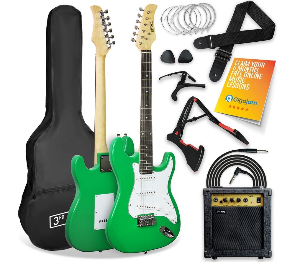 3RD AVENUE XF203AGRPK Electric Guitar Bundle - Green, Green
