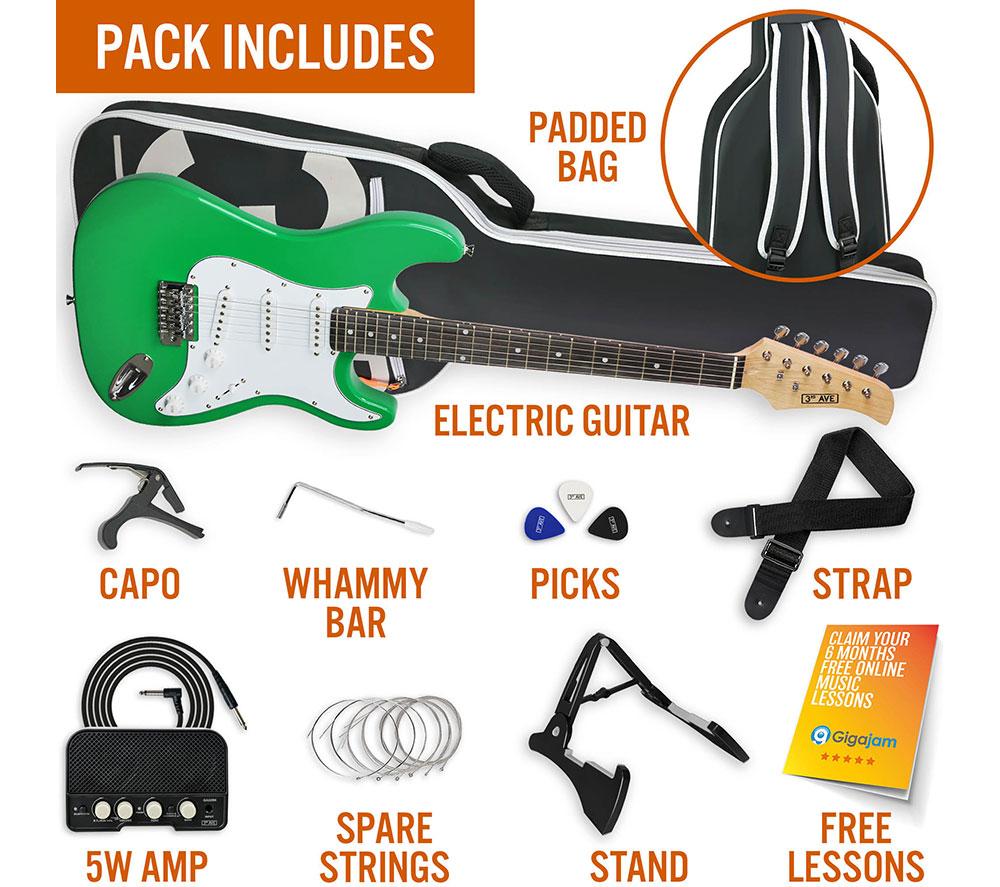 3RD AVENUE Full Size 4/4 Electric Guitar Bundle - Green image number 3 of 6