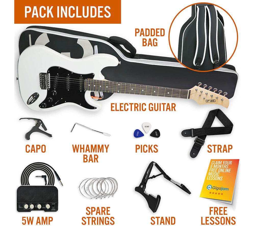 3RD AVENUE Full Size 4/4 Electric Guitar Bundle - White image number 3 of 6