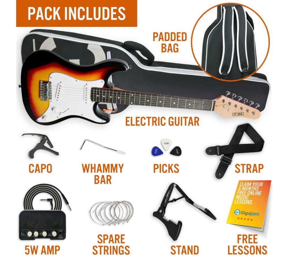 3RD AVENUE 3/4 Size Electric Guitar Bundle - Sunburst image number 3 of 6