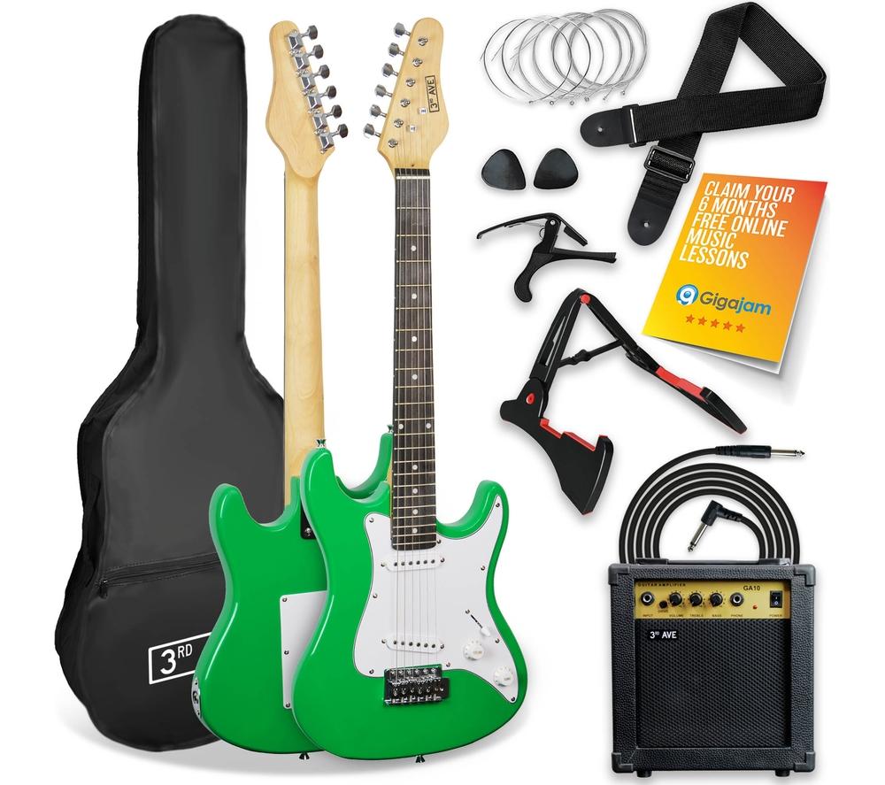 3RD AVENUE XF203CGRPK 3/4 Size Electric Guitar Bundle - Green, Green