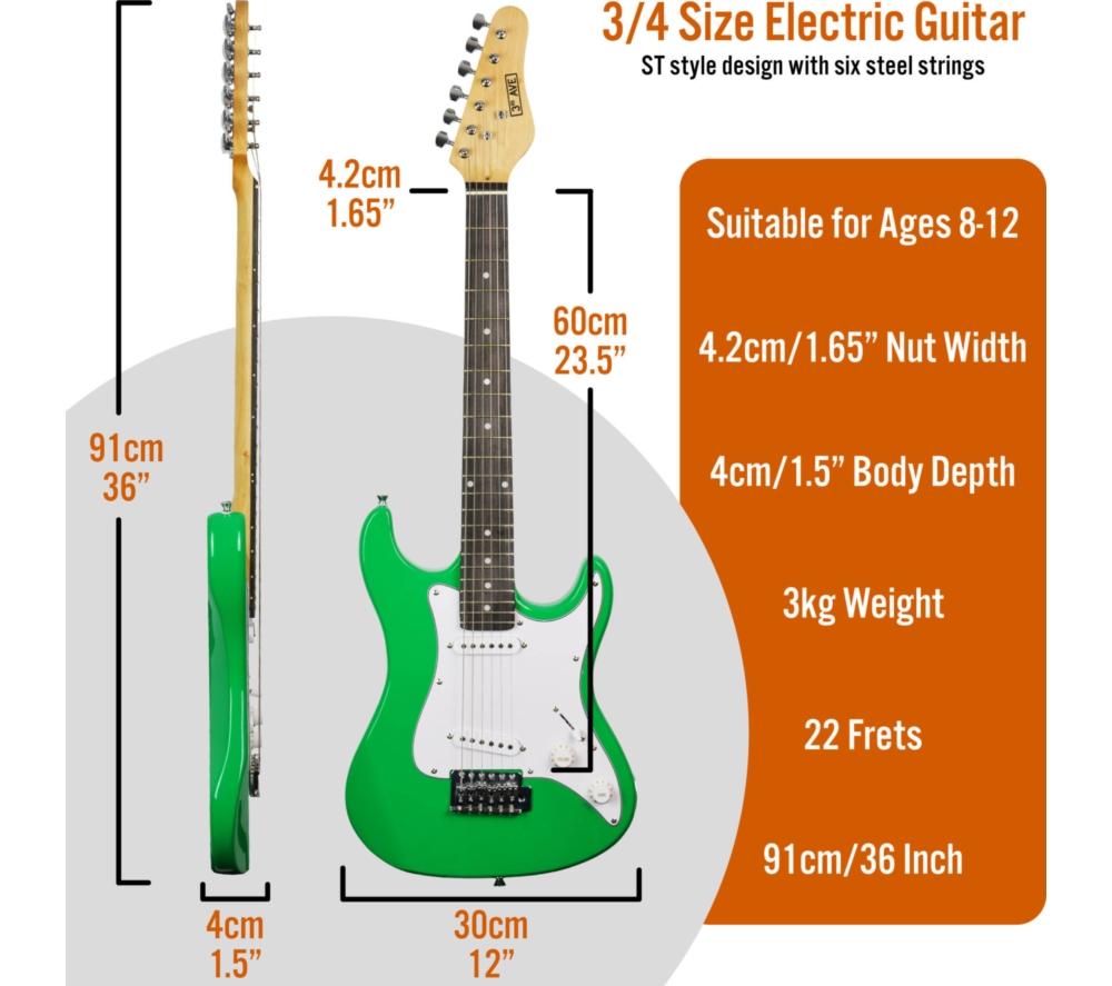 3RD AVENUE 3/4 Size Electric Guitar Bundle - Green image number 2 of 6