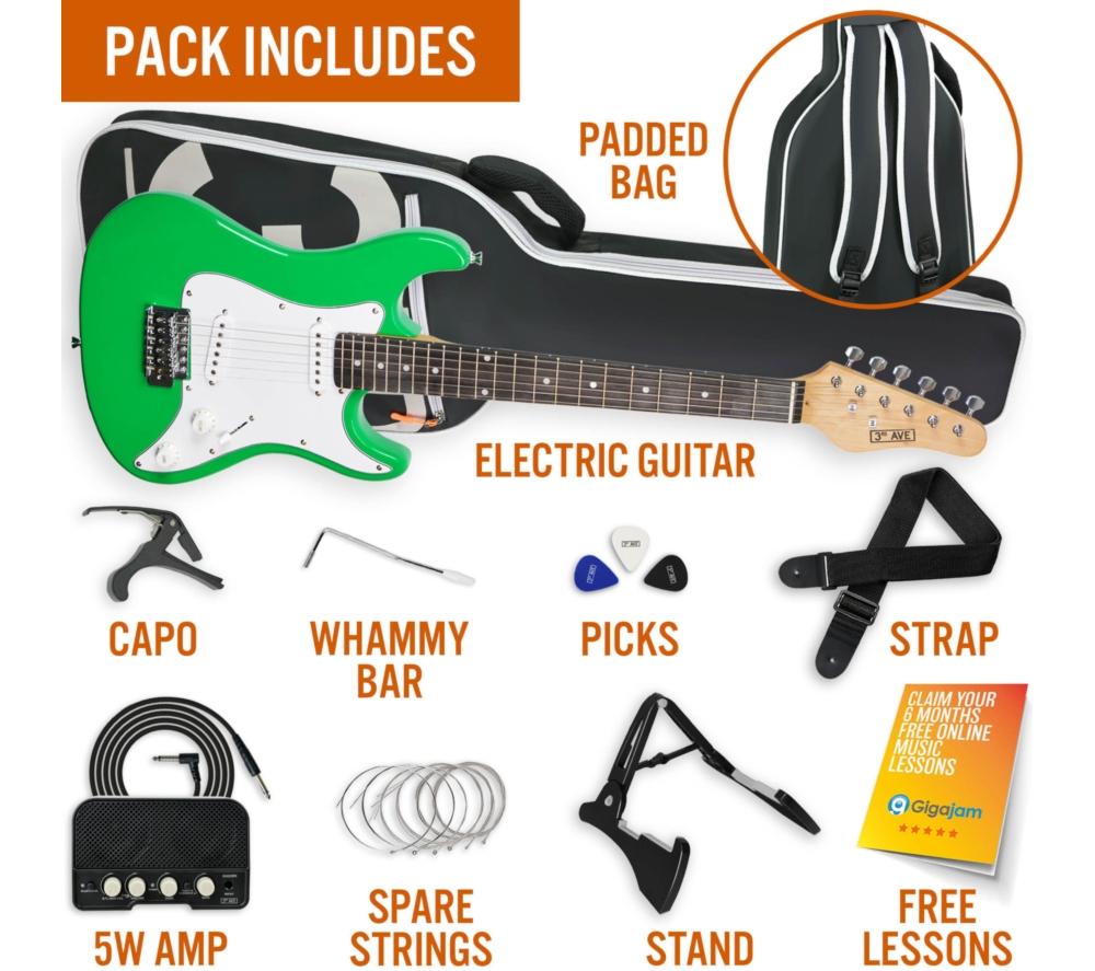 3RD AVENUE 3/4 Size Electric Guitar Bundle - Green image number 3 of 6