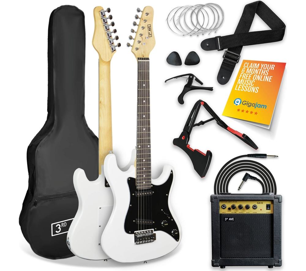 3RD AVENUE XF203CWHPK 3/4 Size Electric Guitar Bundle - White, White