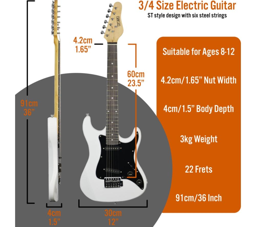 3RD AVENUE 3/4 Size Electric Guitar Bundle - White image number 2 of 6