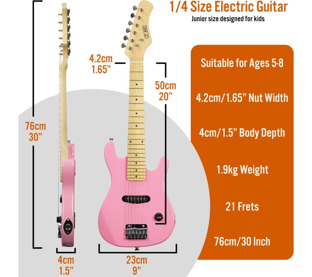 3RD AVENUE 1/4 Size Kids Electric Guitar Bundle - Pink image number 2 of 6