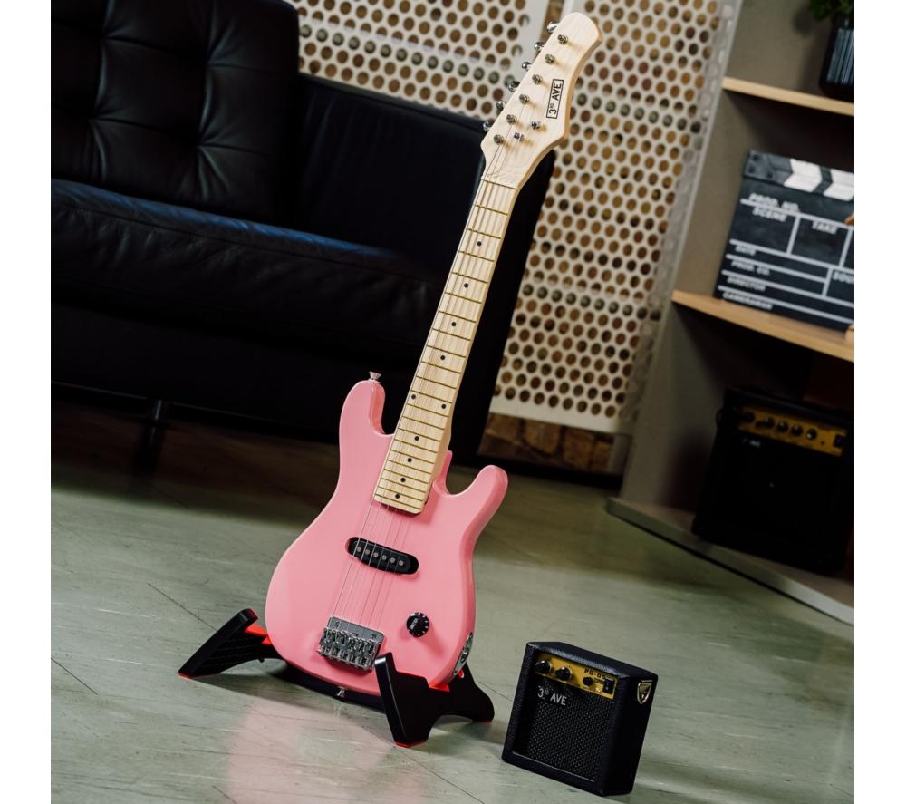 3RD AVENUE 1/4 Size Kids Electric Guitar Bundle - Pink image number 6 of 6