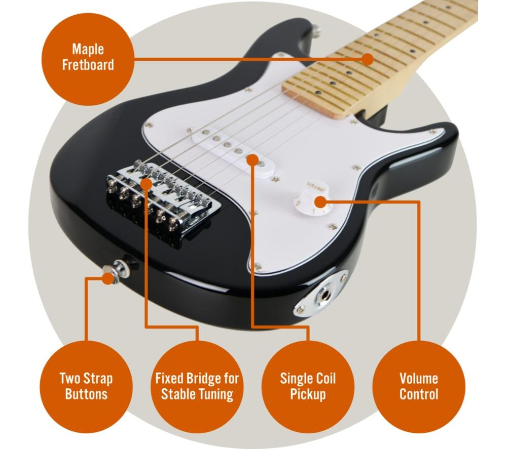 3RD AVENUE 1/4 Size Kids Electric Guitar Bundle - Black & White image number 4 of 6