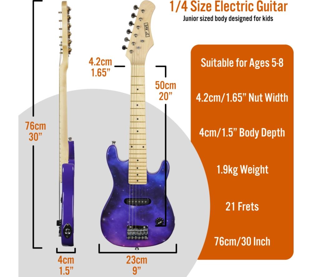 3RD AVENUE 1/4 Size Kids Electric Guitar Bundle - Galaxy image number 2 of 6