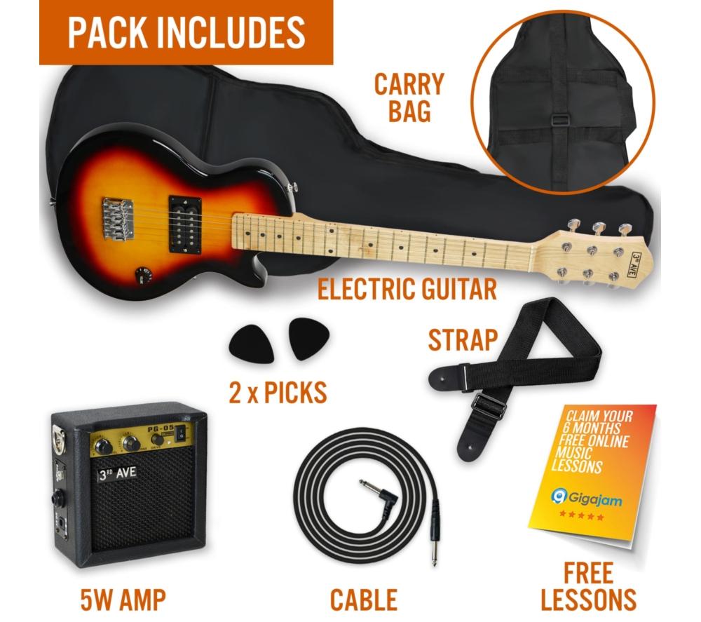 3RD AVENUE 1/2 Size Kids Rock Electric Guitar Bundle - Sunburst image number 3 of 6