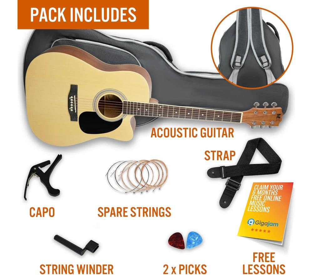 3RD AVENUE MX Cutaway Premium Acoustic Guitar Bundle - Natural image number 3 of 6