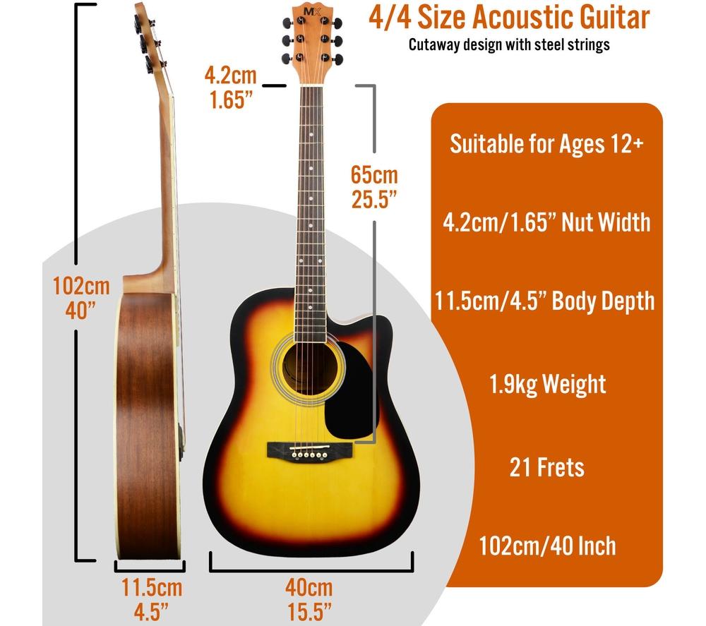 3RD AVENUE MX Cutaway Premium Acoustic Guitar Bundle - Sunburst image number 2 of 6