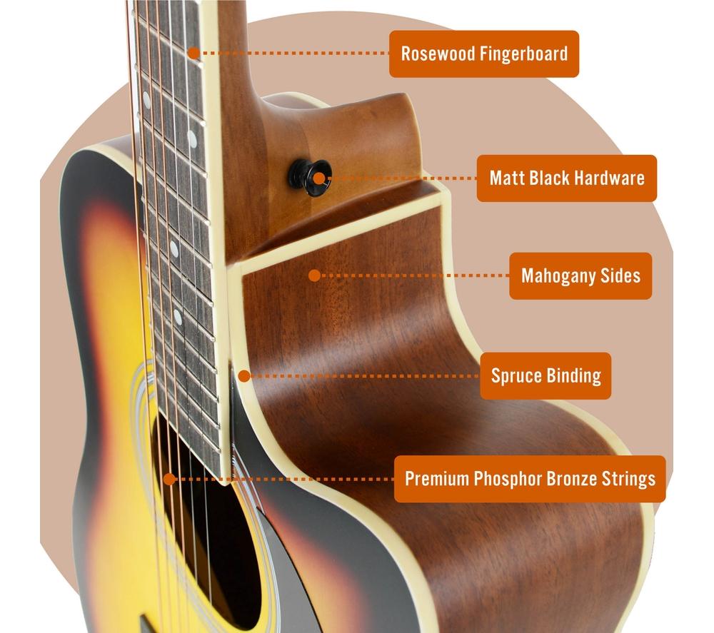 3RD AVENUE MX Cutaway Premium Acoustic Guitar Bundle - Sunburst image number 4 of 6