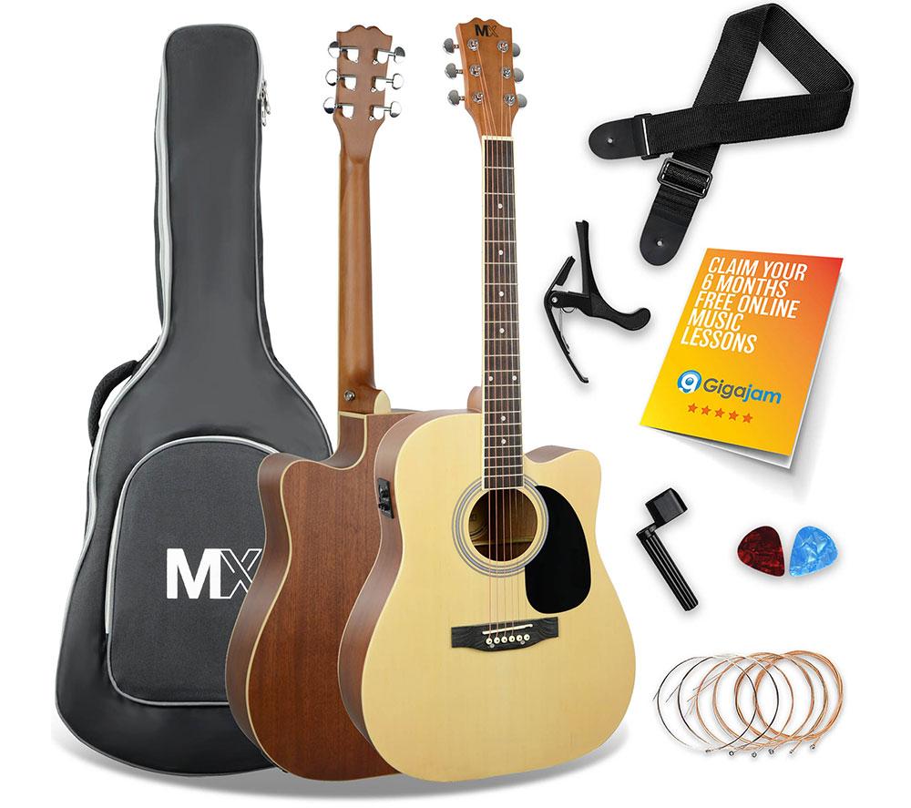 Image of 3RD AVENUE MX202E Electro-Acoustic Guitar Bundle - Natural, Brown,Yellow