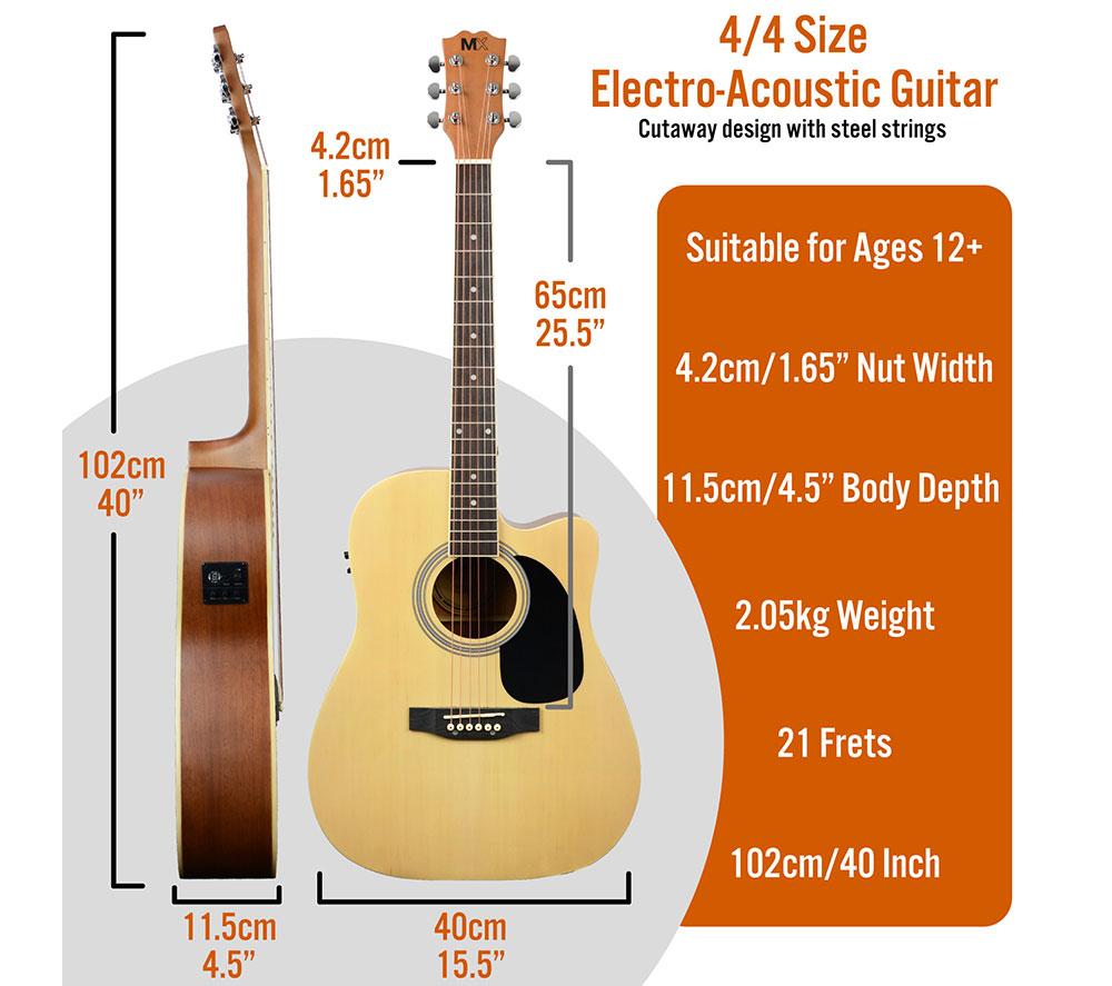 3RD AVENUE MX Cutaway Premium Electro-Acoustic Guitar Bundle - Natural image number 2 of 6