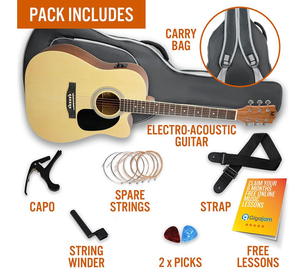 3RD AVENUE MX Cutaway Premium Electro-Acoustic Guitar Bundle - Natural image number 3 of 6