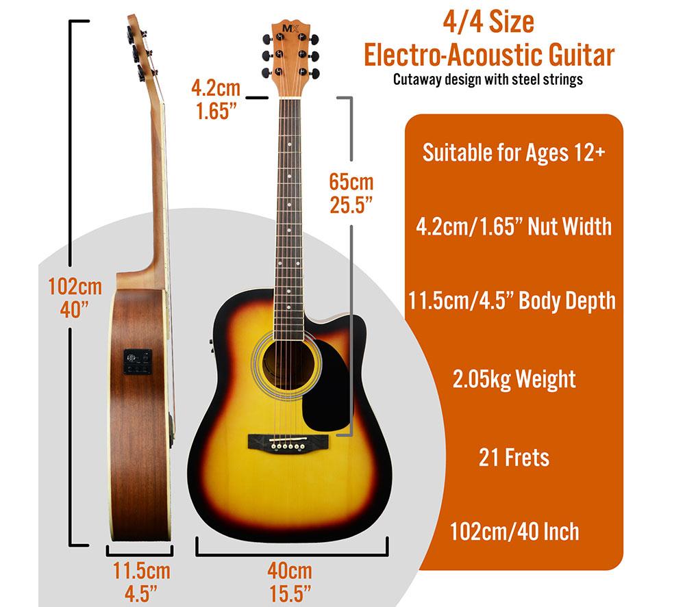 3RD AVENUE MX Cutaway Premium Electro-Acoustic Guitar Bundle - Sunburst image number 2 of 6