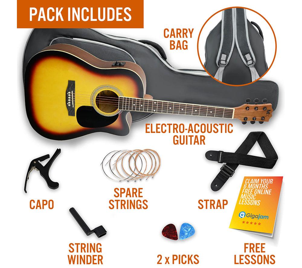 3RD AVENUE MX Cutaway Premium Electro-Acoustic Guitar Bundle - Sunburst image number 3 of 6