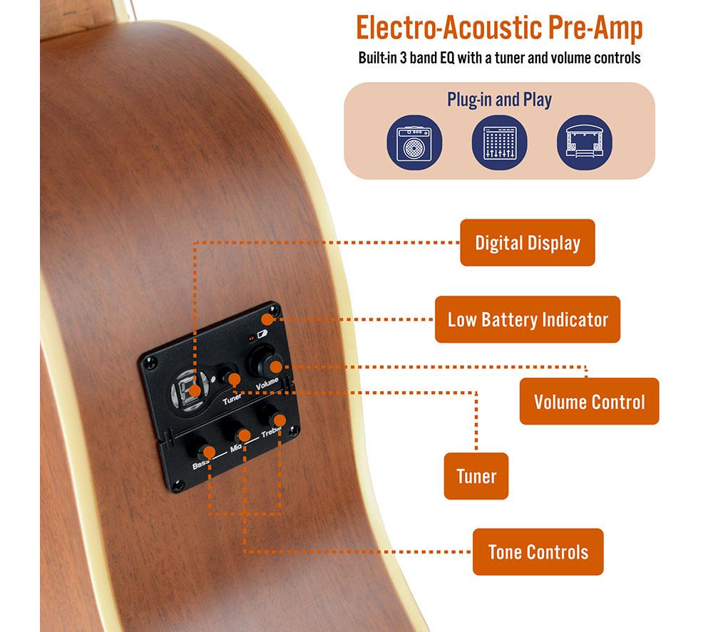 3RD AVENUE MX Cutaway Premium Electro-Acoustic Guitar Bundle - Sunburst image number 4 of 6